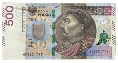 RĘCZNIK z mikrofibry 70x140 cm 500 zł banknot kasa