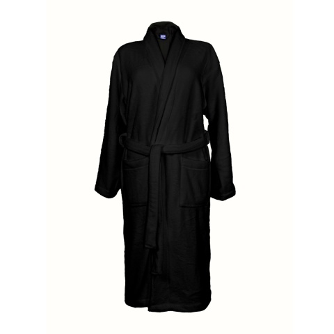 Szlafrok czarny coral fleece ciepły S unisex