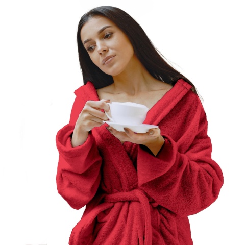 Szlafrok czerwony coral fleece ciepły M unisex