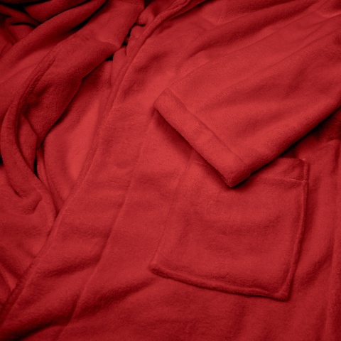 Szlafrok czerwony coral fleece ciepły XL unisex